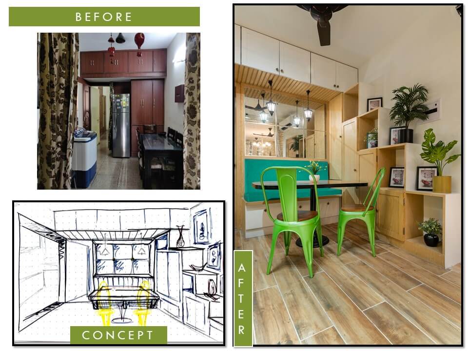 before & after interior work concept